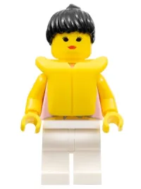 LEGO Blue Flowers - White Legs, Black Ponytail Hair, Life Jacket minifigure