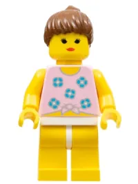 LEGO Blue Flowers - Yellow Legs, Brown Ponytail Hair minifigure