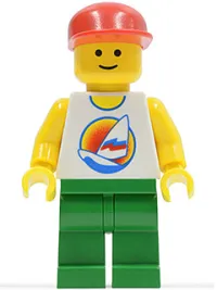 LEGO Surfboard on Ocean - Green Legs, Red Cap minifigure