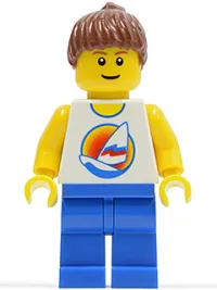 LEGO Surfboard on Ocean - Blue Legs, Reddish Brown Ponytail Hair minifigure