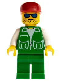 LEGO Jacket Green with 2 Large Pockets - Green Legs, Red Cap minifigure