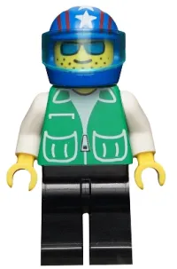 LEGO Jacket Green with 2 Large Pockets - Black Legs, Blue Helmet 4 Stars & Stripes, Trans-Light Blue Visor minifigure