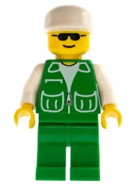 LEGO Jacket Green with 2 Large Pockets - Green Legs, White Cap minifigure