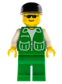 LEGO Jacket Green with 2 Large Pockets - Green Legs, Black Cap minifigure