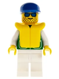 LEGO Jacket Green with 2 Large Pockets - White Legs, Blue Cap, Life Jacket minifigure