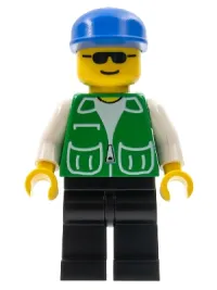 LEGO Jacket Green with 2 Large Pockets - Black Legs, Blue Cap minifigure