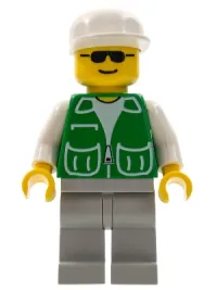 LEGO Jacket Green with 2 Large Pockets - Light Gray Legs, White Cap minifigure