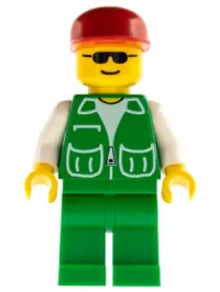 LEGO Jacket Green with 2 Large Pockets - Green Legs, Red Cap, Black Sunglasses minifigure
