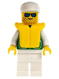 LEGO Jacket Green with 2 Large Pockets - White Legs, White Cap, Life Jacket minifigure