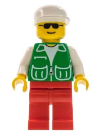 LEGO Jacket Green with 2 Large Pockets - Red Legs, White Cap minifigure