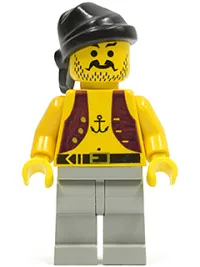 LEGO Pirate Anchor Shirt, Light Gray Legs, Black Bandana minifigure