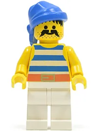 LEGO Pirate Blue / White Stripes Shirt, White Legs, Blue Bandana minifigure