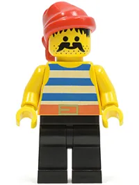 LEGO Pirate Blue / White Stripes Shirt, Black Legs, Red Bandana minifigure