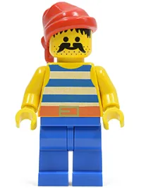 LEGO Pirate Blue / White Stripes Shirt, Blue Legs, Red Bandana minifigure