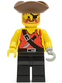 LEGO Pirate Shirt with Knife, Black Legs, Brown Pirate Triangle Hat minifigure