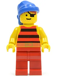 LEGO Pirate Red / Black Stripes Shirt, Red Legs, Blue Bandana minifigure