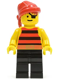 LEGO Pirate Red / Black Stripes Shirt, Black Legs, Red Bandana minifigure