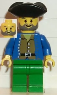 LEGO Pirate Brown Shirt, Green Legs, Black Pirate Triangle Hat minifigure