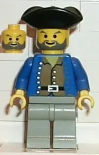 LEGO Pirate Brown Shirt, Light Gray Legs, Black Pirate Triangle Hat minifigure