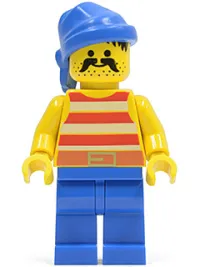 LEGO Pirate Red / White Stripes Shirt, Blue Legs, Blue Bandana minifigure