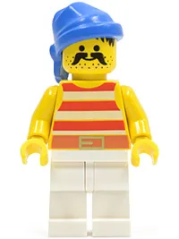 LEGO Pirate Red / White Stripes Shirt, White Legs, Blue Bandana minifigure
