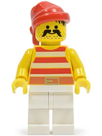 LEGO Pirate Red / White Stripes Shirt, White Legs, Red Bandana minifigure