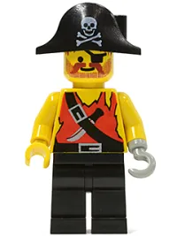 LEGO Pirate Shirt with Knife, Black Legs, Black Pirate Hat with Skull minifigure
