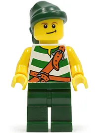 LEGO Pirate Green / White Stripes, Dark Green Legs, Dark Green Bandana minifigure