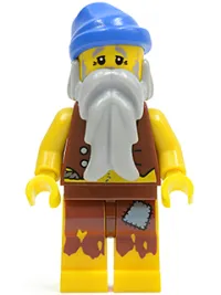 LEGO Pirate Vest and Anchor Tattoo, Gray Beard, Blue Bandana (Castaway) minifigure