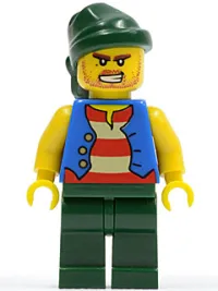LEGO Pirate Blue Vest, Dark Green Legs, Dark Green Bandana, Bared Teeth (Tic Tac Toe) minifigure
