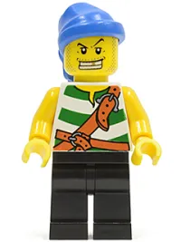 LEGO Pirate Green / White Stripes, Black Legs, Blue Bandana, White Teeth with Gold Tooth minifigure