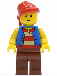 LEGO Pirate Blue Vest, Reddish Brown Legs, Red Bandana, Reddish Brown Eyebrows minifigure