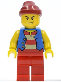 LEGO Pirate Blue Vest, Red Legs, Dark Red Bandana, Scowl minifigure