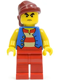 LEGO Pirate Blue Vest, Red Legs, Dark Red Bandana, Bushy Eyebrows minifigure