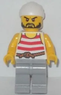 LEGO Pirate 2 - Red and White Stripes, Light Bluish Gray Legs, Beard minifigure