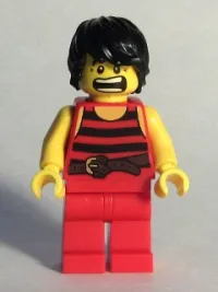 LEGO Pirate 7 - Black and Red Stripes, Red Legs, Scared, Black Crow's Feet minifigure