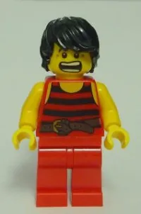 LEGO Pirate 7 - Black and Red Stripes, Red Legs, Scared, Brown Crow's Feet minifigure