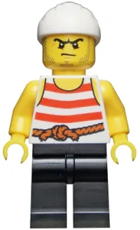 LEGO Pirate 8 - Red and White Stripes, Black Legs, Scowl minifigure