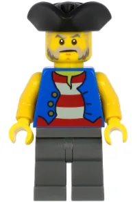 LEGO Pirate - Black Pirate Triangle Hat, Blue Vest, Dark Bluish Gray Legs minifigure