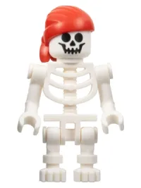 LEGO Skeleton - Pirate, Standard Skull, Red Bandana with Double Tail in Back, Bent Arms minifigure