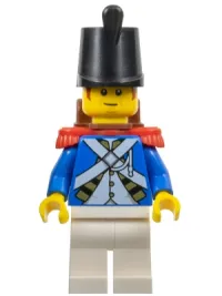 LEGO Imperial Soldier IV - Male, Reddish Brown Sideburns, Black Shako Hat, Red Epaulettes, Backpack minifigure