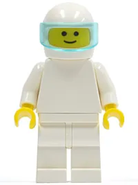 LEGO Plain White Torso with White Arms, White Legs, White Helmet, Trans-Light Blue Visor minifigure
