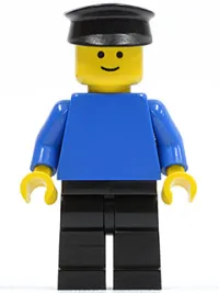 LEGO Plain Blue Torso with Blue Arms, Black Legs, Black Hat minifigure