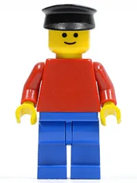 LEGO Plain Red Torso with Red Arms, Blue Legs, Black Hat minifigure