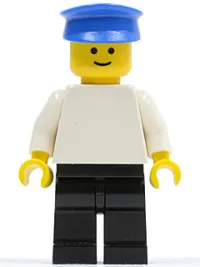 LEGO Plain White Torso with White Arms, Black Legs, Blue Hat minifigure