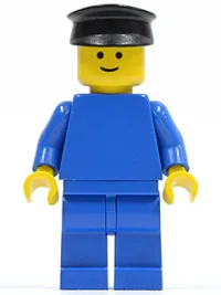 LEGO Plain Blue Torso with Blue Arms, Blue Legs, Black Hat minifigure