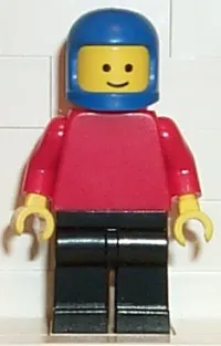 LEGO Plain Red Torso with Red Arms, Black Legs, Blue Classic Helmet minifigure