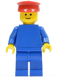 LEGO Plain Blue Torso with Blue Arms, Blue Legs, Red Hat minifigure