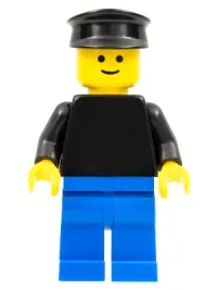 LEGO Plain Black Torso with Black Arms, Blue Legs, Black Hat minifigure