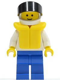 LEGO Plain White Torso with White Arms, Blue Legs, White Helmet, Black Visor, Life Jacket minifigure